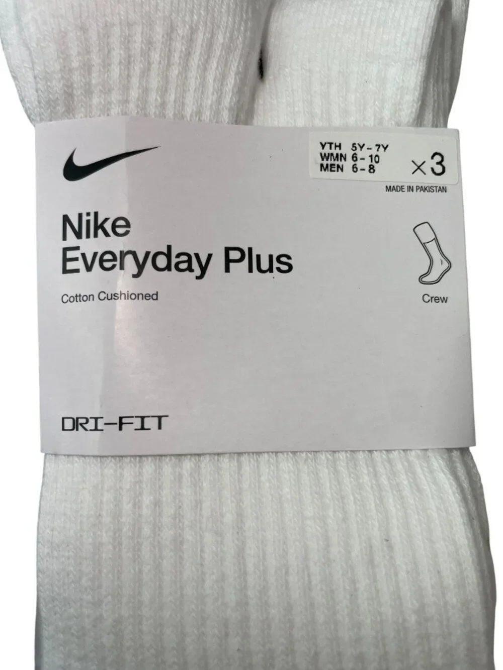 Nike Everyday Plus LOT OF 3 Dri-Fit Cotton Crew Socks 3-Pack/Each MSRP$66 NWT - Picture 2 of 5